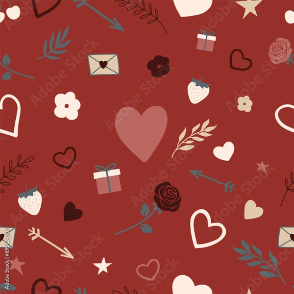 Obraz Valentine's Day Patterns Heart Red