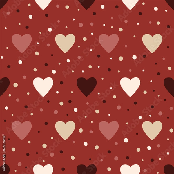 Obraz Valentine's Day Pattern Hearts and Dots Red