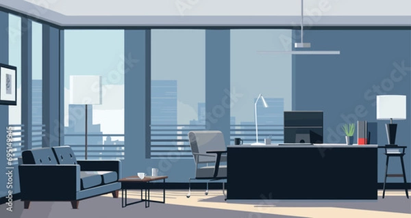 Fototapeta professional vector background conference room set up for a business meeting with tables, chairs. Vector illustration