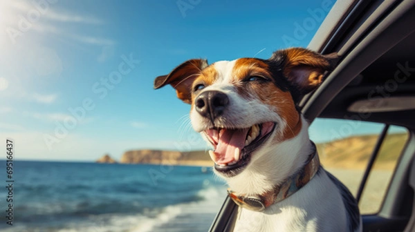 Obraz Dog driving in the car Close Up
