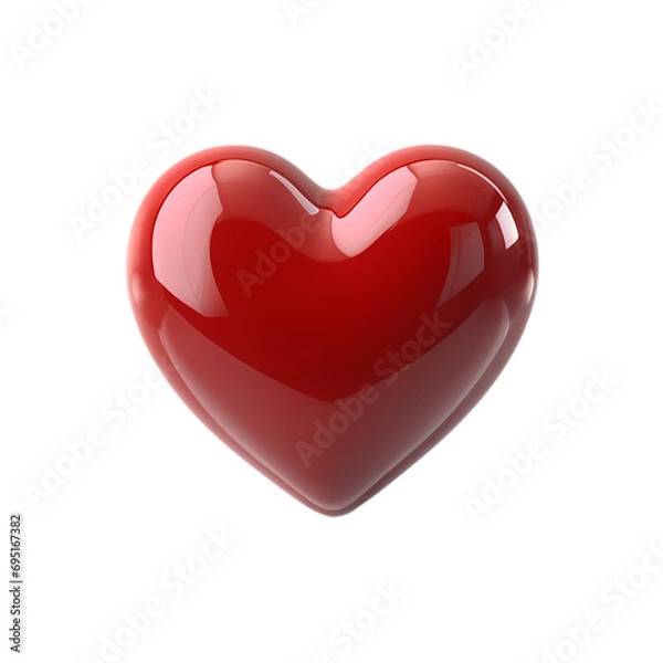 Obraz Red glossy heart isolated on transparent background