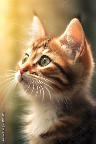 Obraz Portrait of Cute Kitten looking to the left