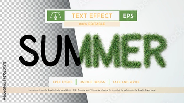 Fototapeta Summer Grass - Editable Text Effect, Font Style