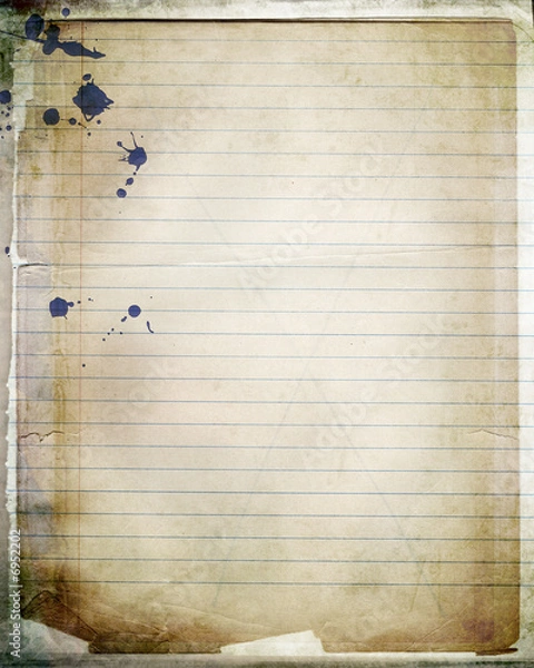 Obraz old notebook paper with splatter