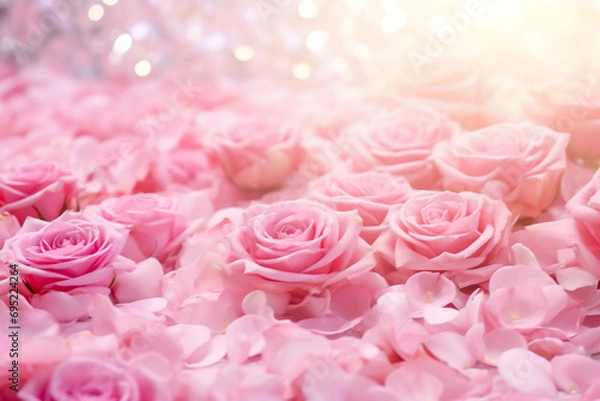 Obraz Abstract background, blur pink roses and rose petals.