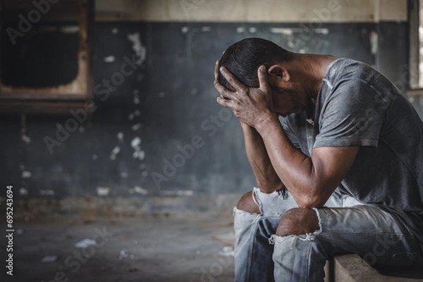 Obraz  The concept of people addicted to drugs and against the use of illegal drugs. Drugs addiction and withdrawal symptoms concept. drugsInternational Day against Drug Abuse.