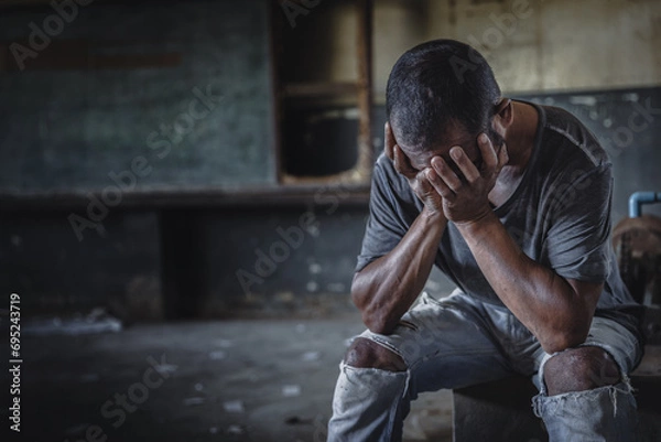 Obraz  The concept of people addicted to drugs and against the use of illegal drugs. Drugs addiction and withdrawal symptoms concept. drugsInternational Day against Drug Abuse.