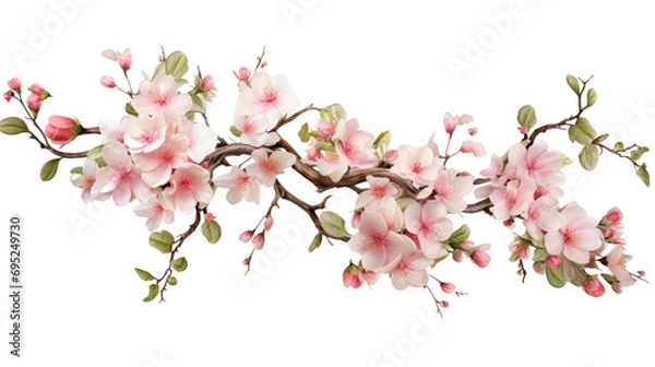 Fototapeta  Tree branch flower isolated on a transparent background.