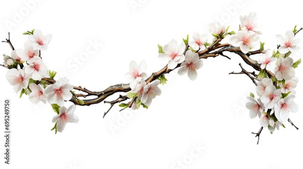 Fototapeta  Tree branch flower isolated on a transparent background.