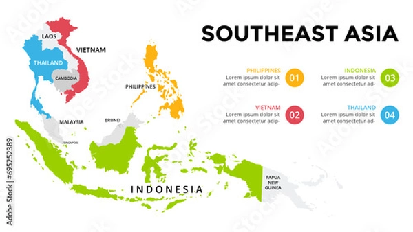 Obraz 
Infographic maps for Asian countries elements design for presentation, can be used for presentation, workflow layout, diagram, annual report, web design.