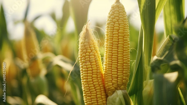 Fototapeta Corn cobs in a field