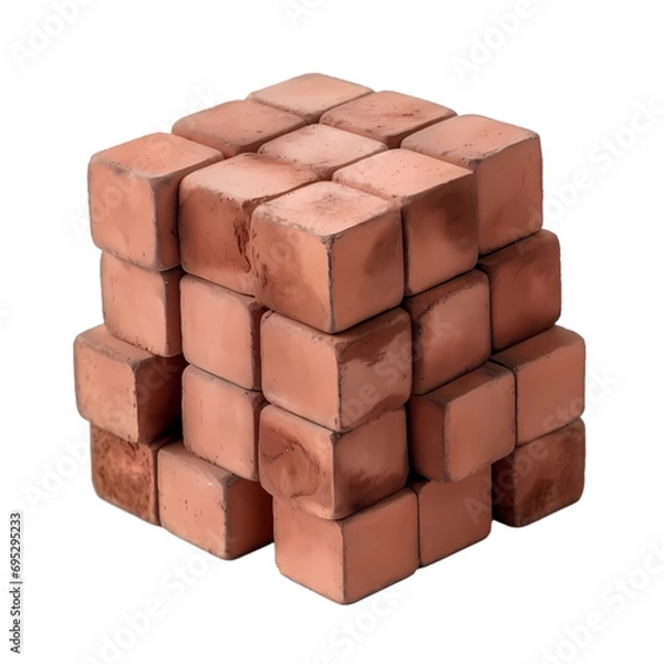 Fototapeta Heap of red bricks isolated on transparent background