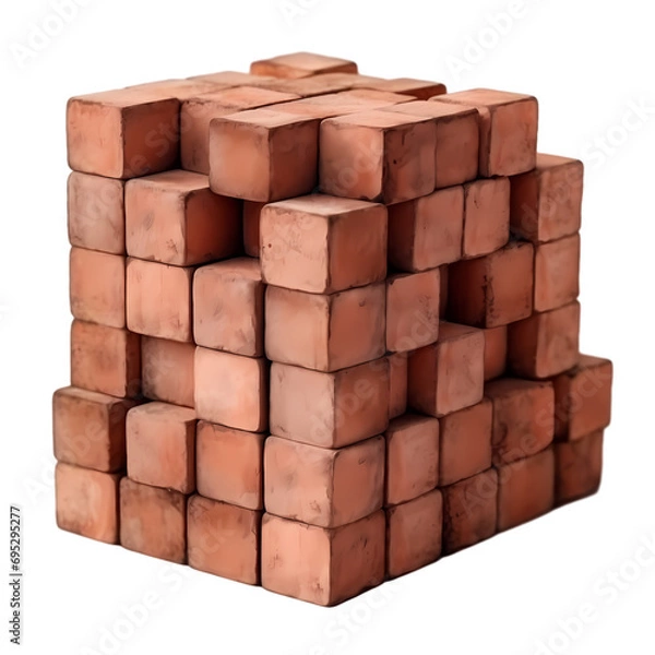 Fototapeta Heap of red bricks isolated on transparent background