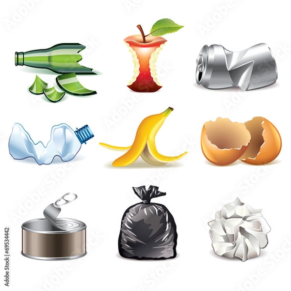 Obraz Garbage icons detailed vector set