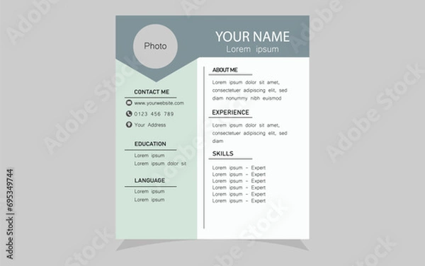 Fototapeta Vector resume or cv template design