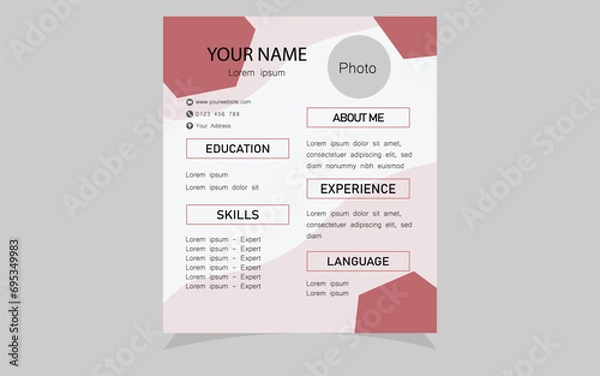 Obraz Vector resume or cv template design