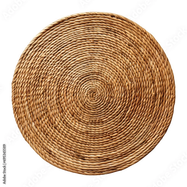 Obraz Round braided natural placemat isolated background