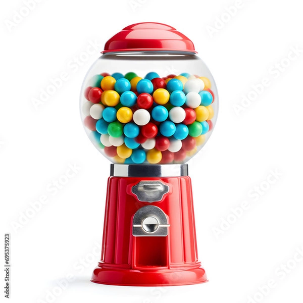 Fototapeta An old fashioned gumball machine isolated on a white background