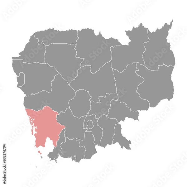 Fototapeta Koh Kong province map, administrative division of Cambodia. Vector illustration.