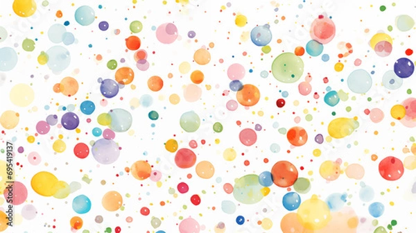 Fototapeta Colorful Watercolor Dots Pattern on White Background