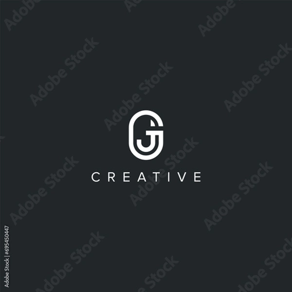 Fototapeta Monogram professional unique letter GJ JG logo design template. Initials Business logo.