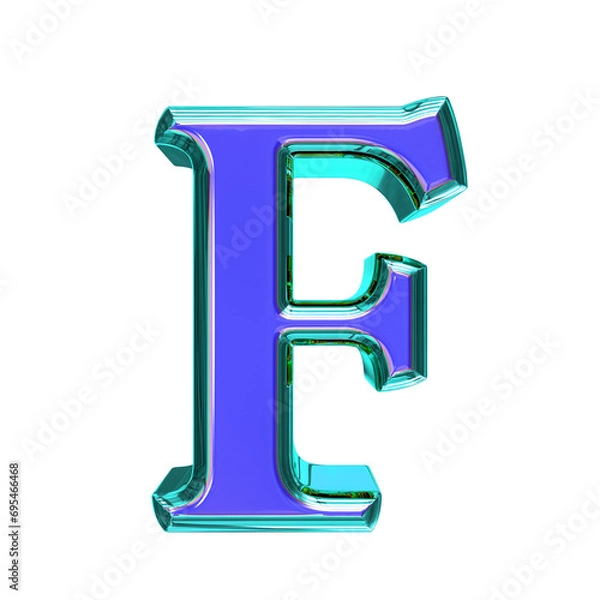 Fototapeta Blue symbol in a turquoise frame. letter e