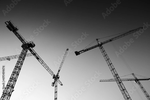 Obraz Industrial construction cranes