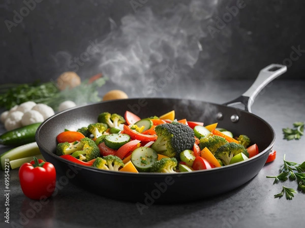 Obraz frying pan with vegetables