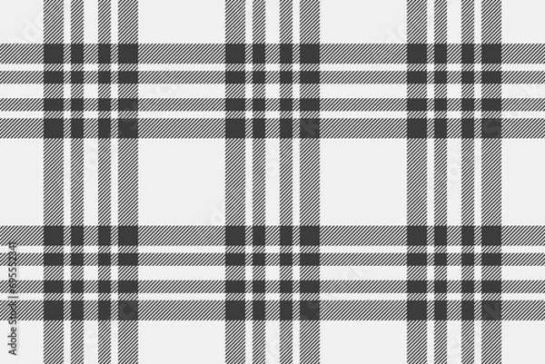 Fototapeta Regular background textile plaid, pure check fabric tartan. Collage seamless vector texture pattern in white and grey colors.