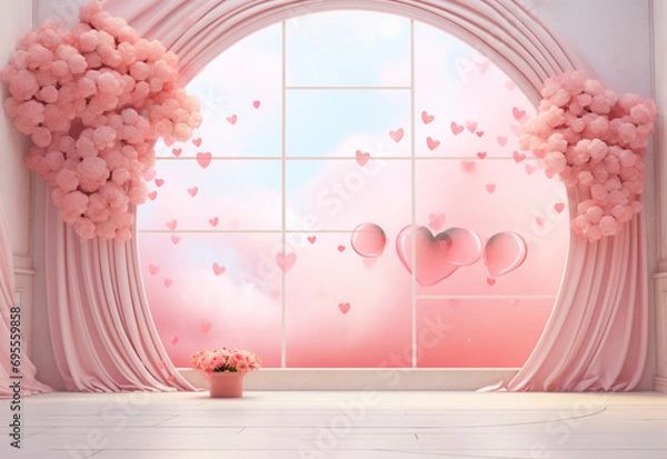 Fototapeta pink heart on the wall  generated by AI technology