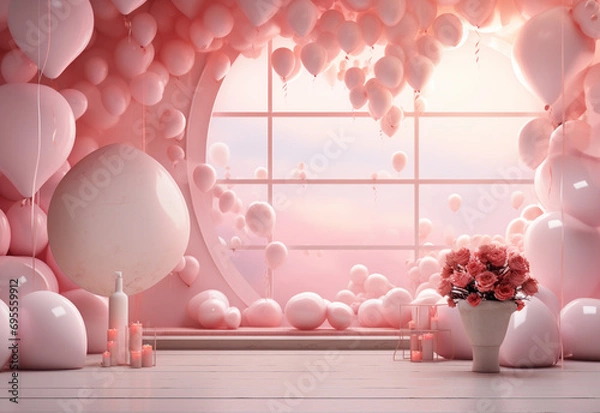 Fototapeta pink and white balloons  generated by AI technology