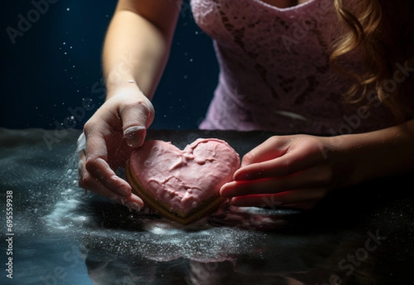 Fototapeta hands holding heart  generated by AI technology