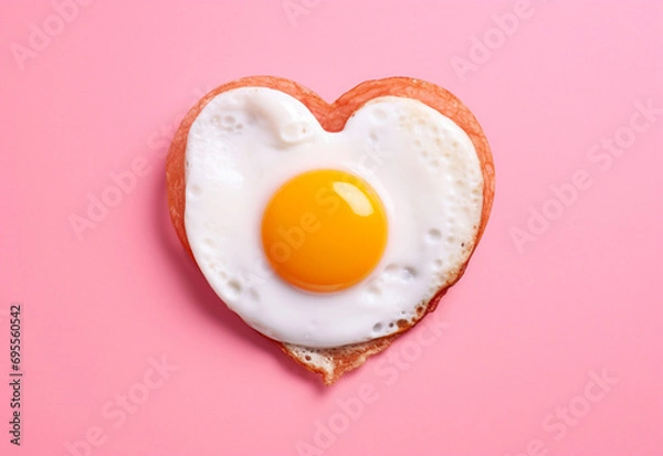 Obraz heart shaped fried egg generative by AI technology