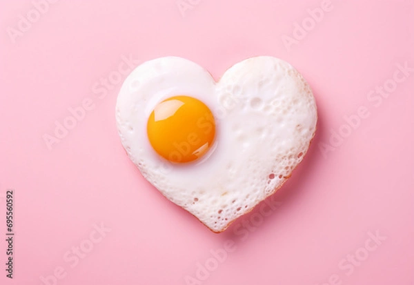 Fototapeta fried egg on a wooden table generative by AI technology