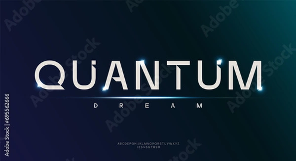 Fototapeta Minimalist sci-fi alphabet font. digital space typography vector illustration design