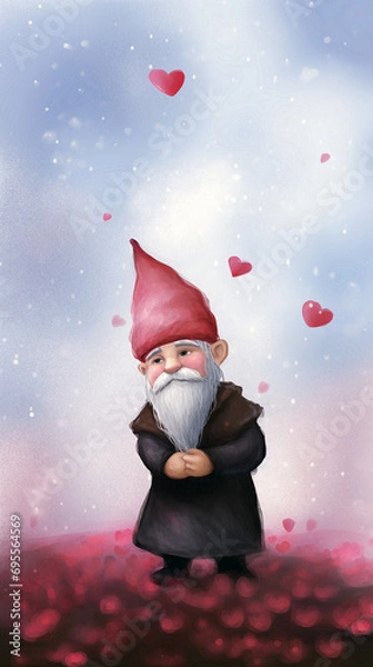Fototapeta valentine's day gnome with hearts