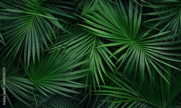 Fototapeta A lush green palm tree forest Generative AI