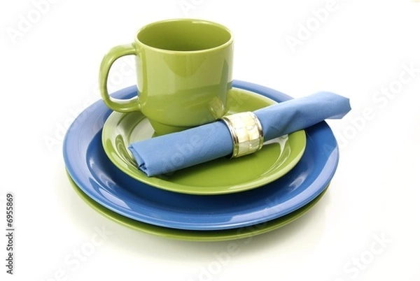 Obraz Green and Blue Tableware
