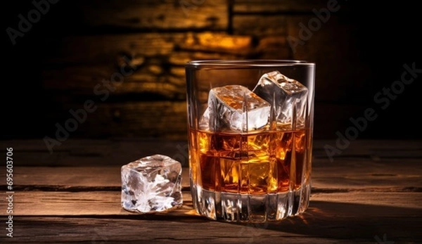 Fototapeta A Glass of Ice and Liquor Generative AI
