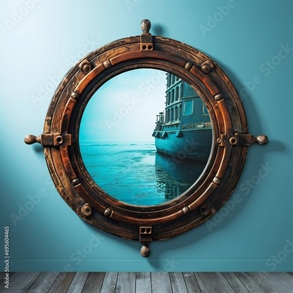 Fototapeta A ship in the ocean Generative AI