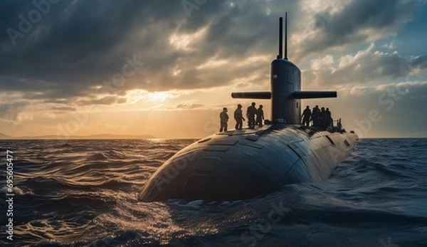 Fototapeta Sailors on a submarine Generative AI