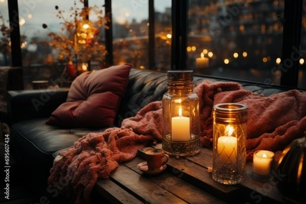 Obraz Cozy Candlelit Evening Indoors