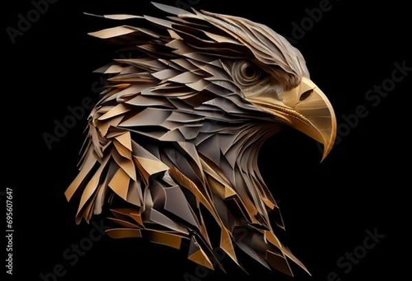 Obraz Eagle's head on a black background, a hawk with a big beak. Eagle skull with beautiful eyes. Beautiful photos of an eagle for an avatar
