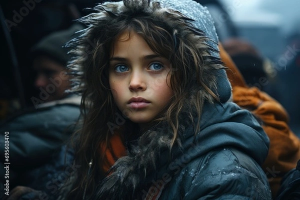 Obraz Pensive Girl in Winter Attire