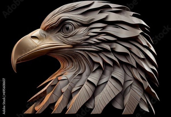 Obraz Eagle's head on a black background, a hawk with a big beak. Eagle skull with beautiful eyes. Beautiful photos of an eagle for an avatar