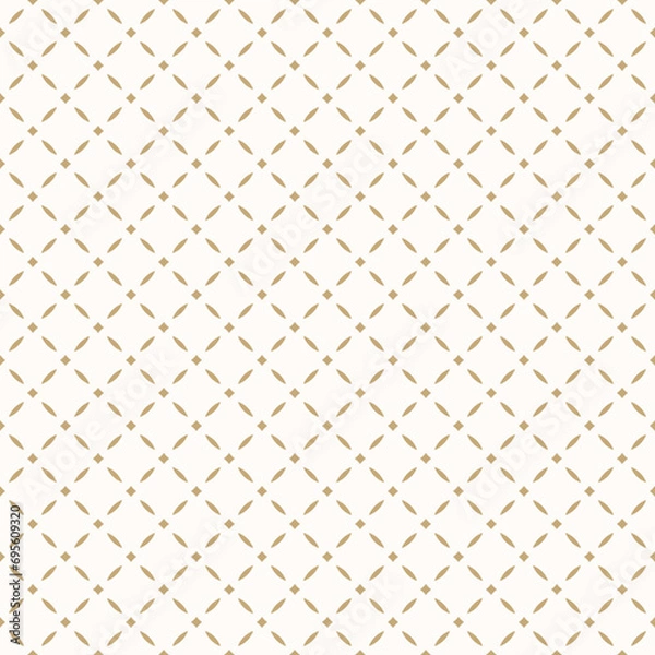 Fototapeta Luxury golden abstract geometric seamless pattern. Minimalist vector background. Simple graphic ornament. Gold and white texture with diamonds, rhombuses, grid, lattice. Elegant repeated geo design