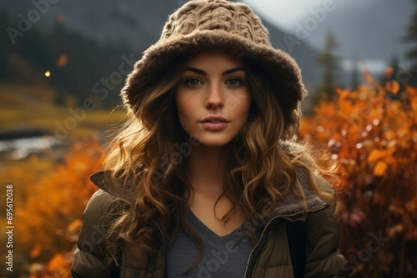 Obraz Thoughtful Woman in Autumn Landscape