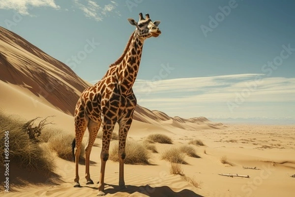 Fototapeta Majestic Giraffe in Desert Dunes