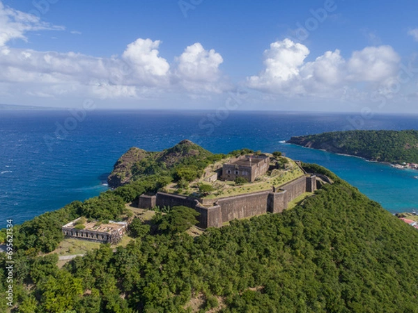 Fototapeta Fort Napoléon is a fortification, located on Terre-de-Haut Island, in the Îles des Saintes, Guadeloupe. Property of the Departmental Council of Guadeloupe. Amazing tourist attraction.