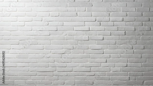 Fototapeta The painted (white) brick wall of the building. white brick wall construction background, White brick wall background in rural room, White Brick Wall Textures Creating a Striking Background